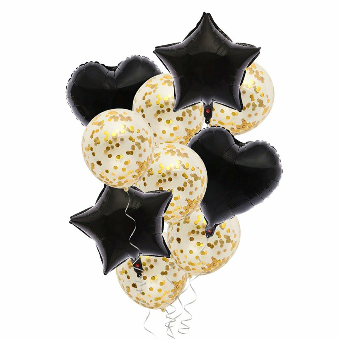 10pcs Black Gold Balloon Set Foil Balloons Latex Confetti Balloon Party Birthday Wedding