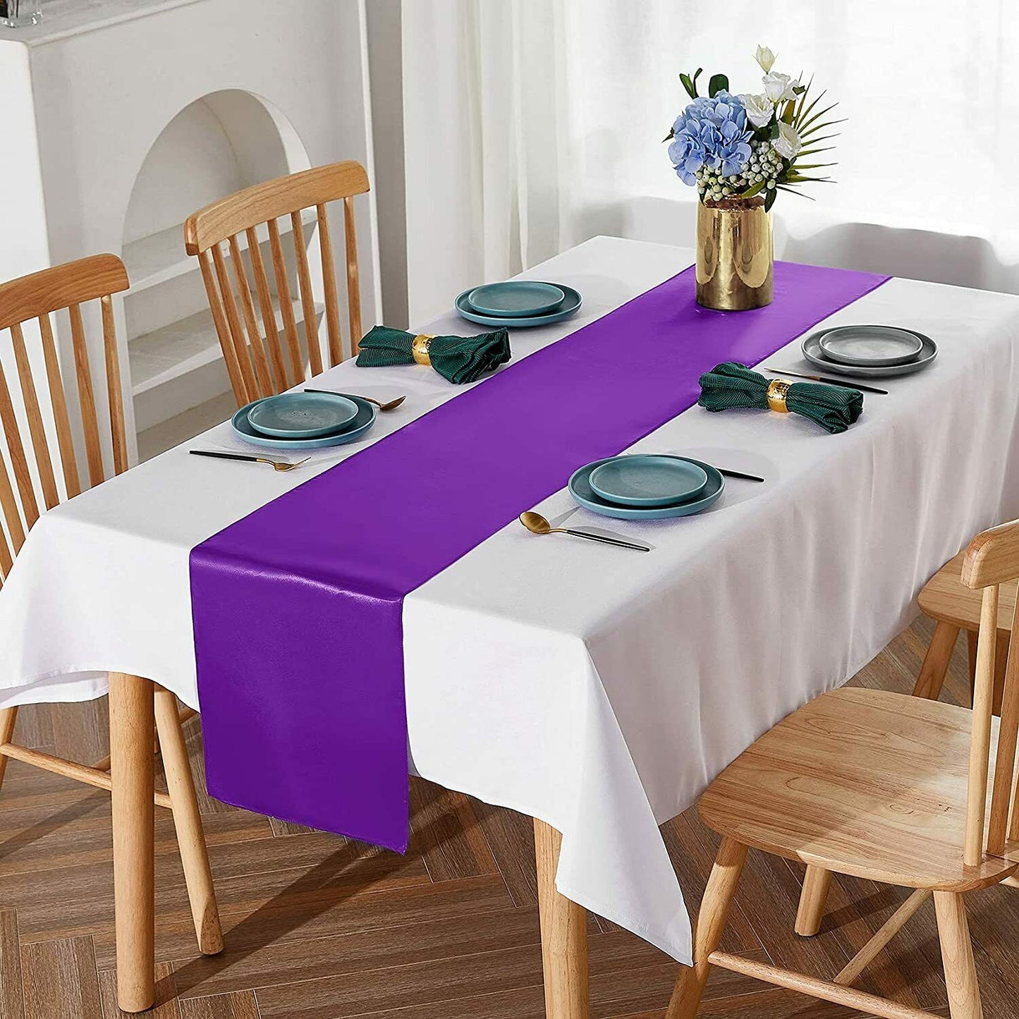 10X Purple Satin 30x275cm Table Runner Wedding Event Party Decoration