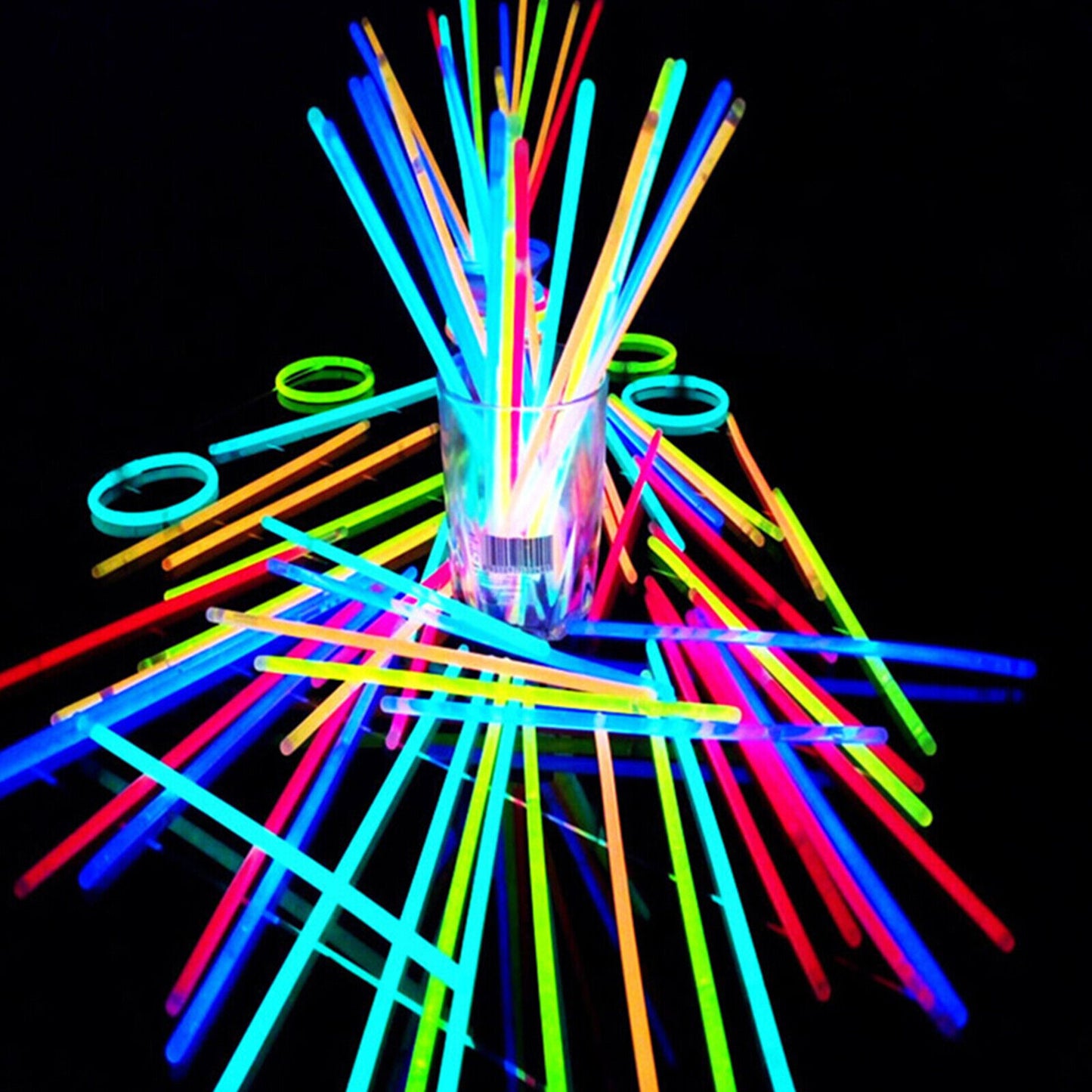 100pcs Mixed Color Glow In the Dark Sticks Bracelets Party Glowsticks