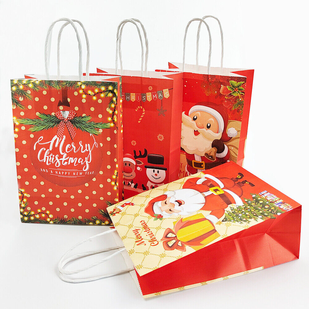 10x Deer Christmas Gift Kraft Paper Reusable Storage Shopping Tote Bag
