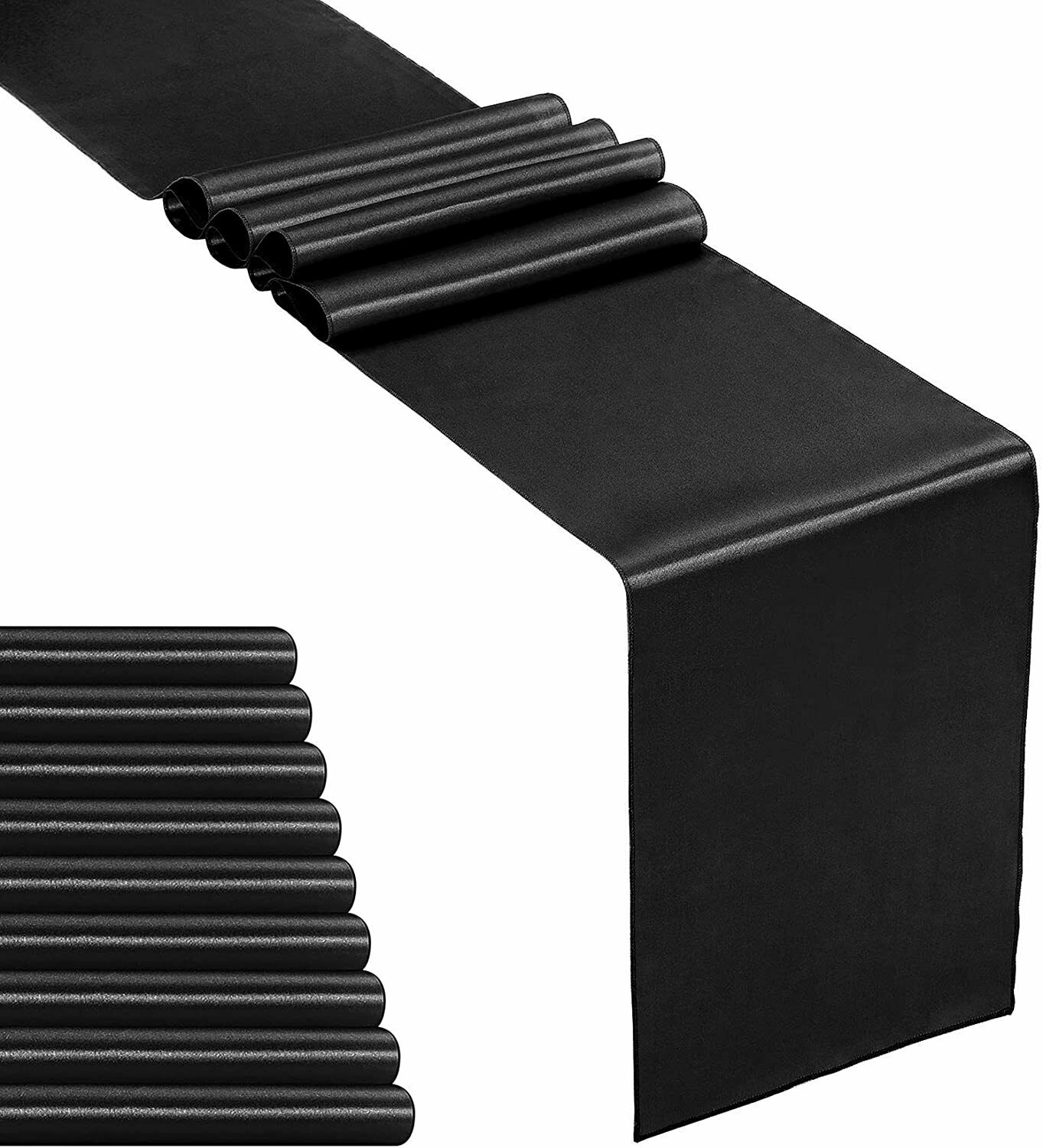 10X Black Satin 30x275cm Table Runner Wedding Event Party Decoration