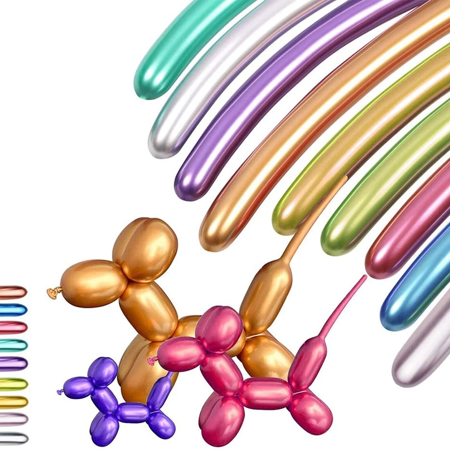 10pcs Chrome Latex Twisting Balloons Metallic Magic Balloon Birthday Party