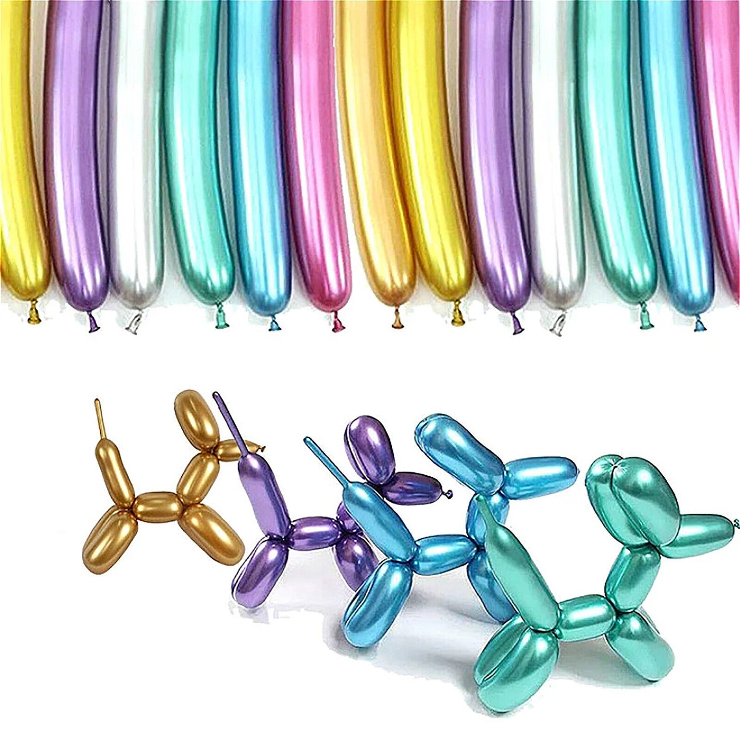 10pcs Chrome Latex Twisting Balloons Metallic Magic Balloon Birthday Party