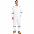 White cotton coverall for food and beverage plants and painting work, 100% cotton in 175 gsm and 270 gsm