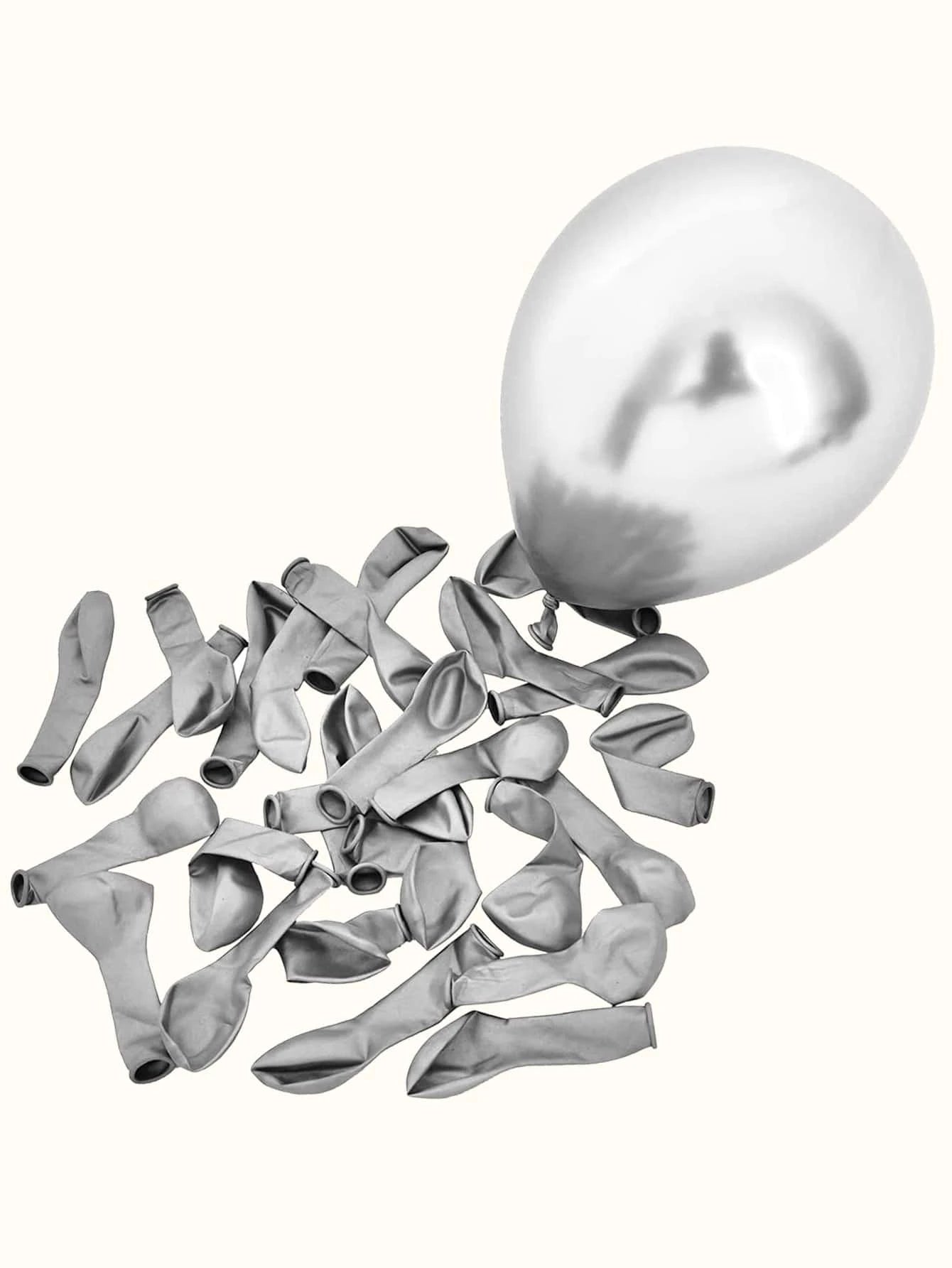 10pcs of 25cm Silver Chrome Latex Standard Helium Balloon Party Wedding Birthday