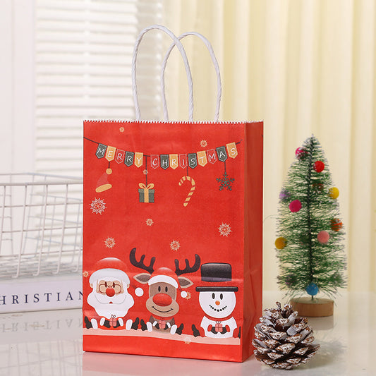 10x Deer Christmas Gift Kraft Paper Reusable Storage Shopping Tote Bag