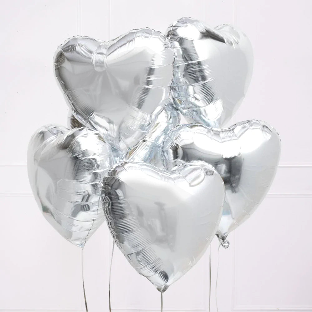 10pcs Silver Balloon Set Foil Balloons Latex Confetti Balloon Party Birthday Wedding