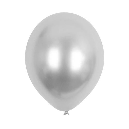 10pcs of 25cm Silver Chrome Latex Standard Helium Balloon Party Wedding Birthday