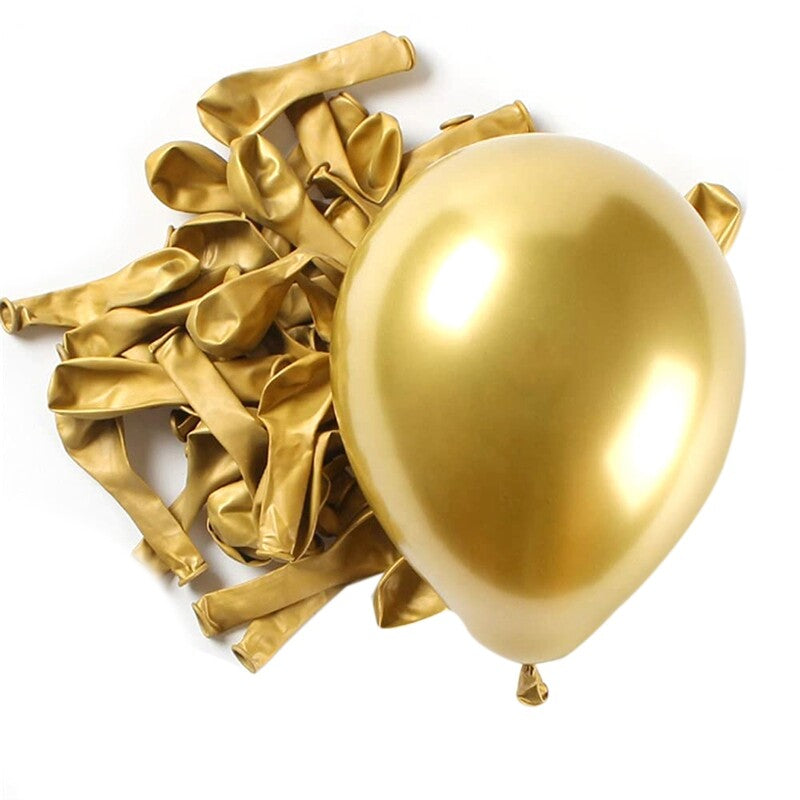10pcs of 25cm Gold Chrome Latex Standard Helium Balloon Party Wedding Birthday