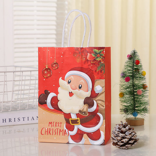 10x Santa Christmas Gift Kraft Paper Reusable Storage Shopping Tote Bag