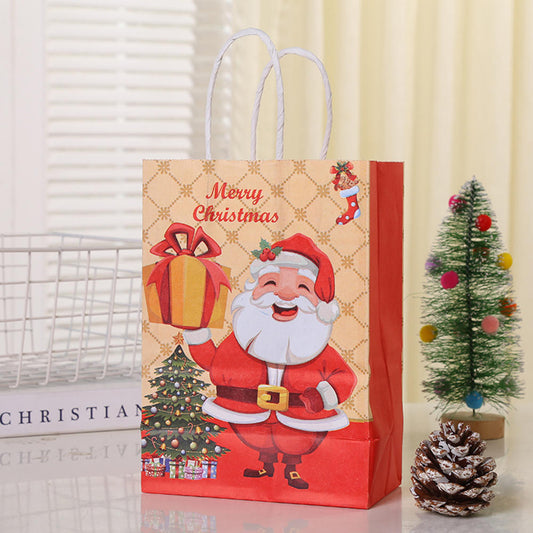10x Santa Present Christmas Gift Kraft Paper Reusable Storage Shopping Tote Bag