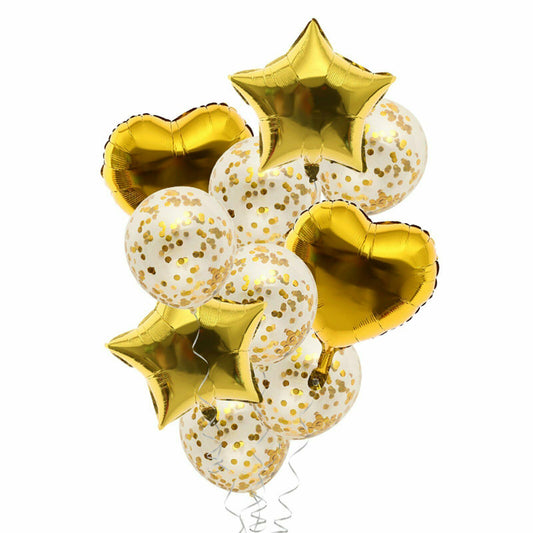10pcs Gold Balloon Set Foil Balloons Latex Confetti Balloon Party Birthday Wedding