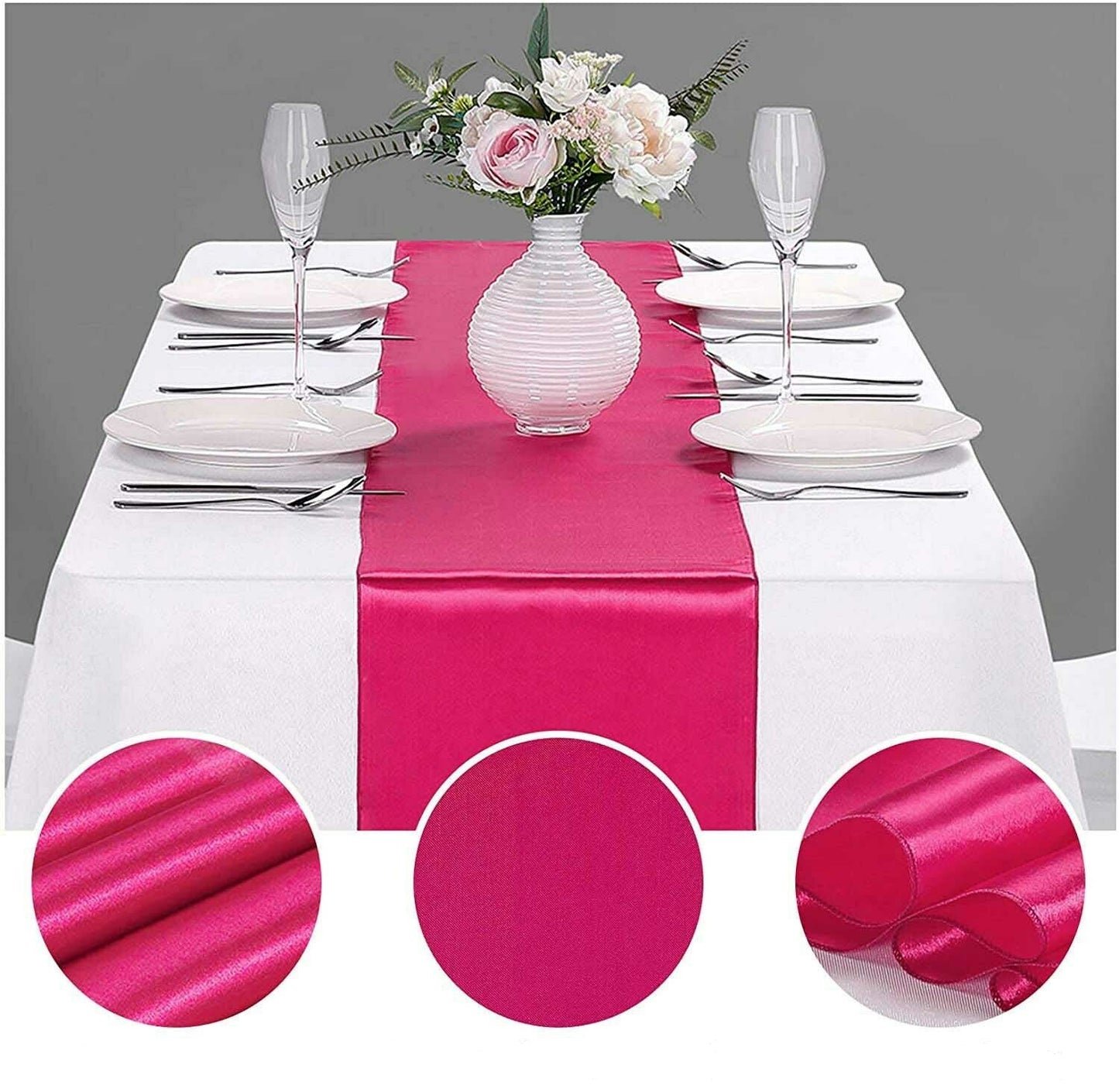 10X Hot Pink Satin 30x275cm Table Runner Wedding Event Party Decoration