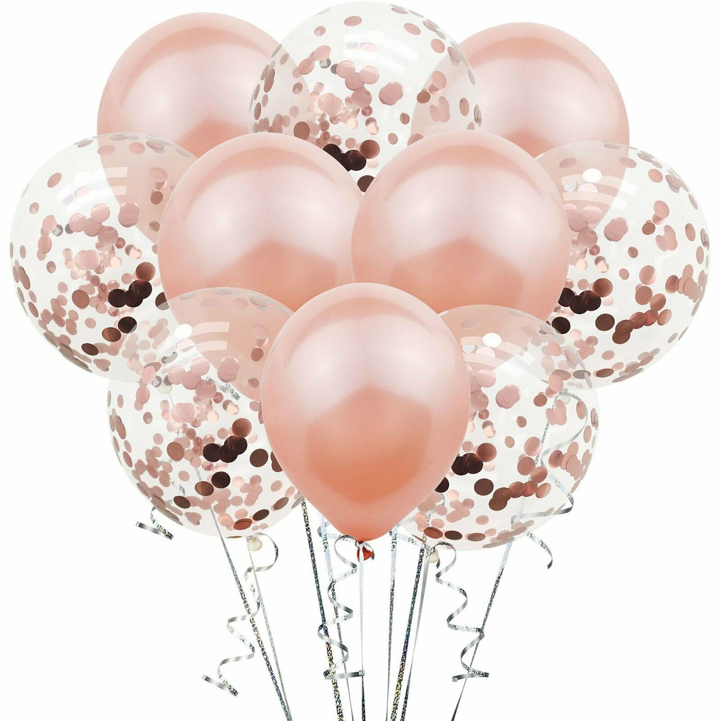 10pcs RoseGold Sequins Balloon Set Foil Balloons Latex Confetti Balloon Party Birthday Wedding