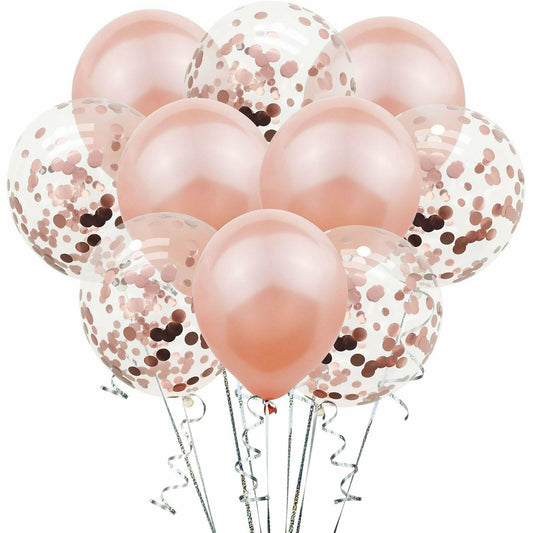 10pcs RoseGold Sequins Balloon Set Foil Balloons Latex Confetti Balloon Party Birthday Wedding
