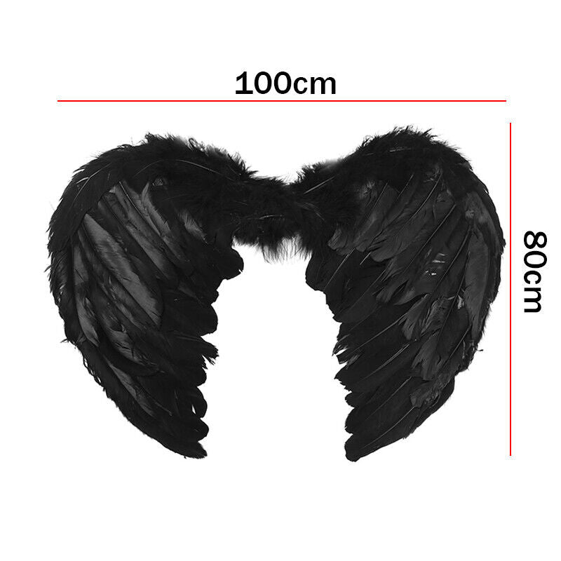 100cm X 80cm Feather Wings Angel Fairy Black Devil Halloween Extra Large Size