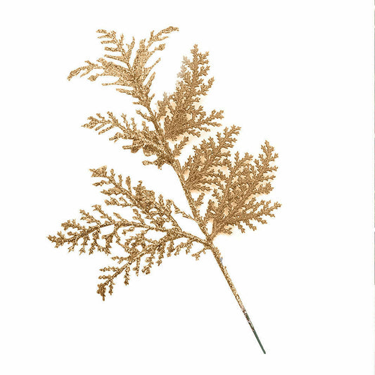 10pcs Gold Glitter Fern Leaf Christmas Tree Beautiful Scene Xmas Ornament Prop Leaves