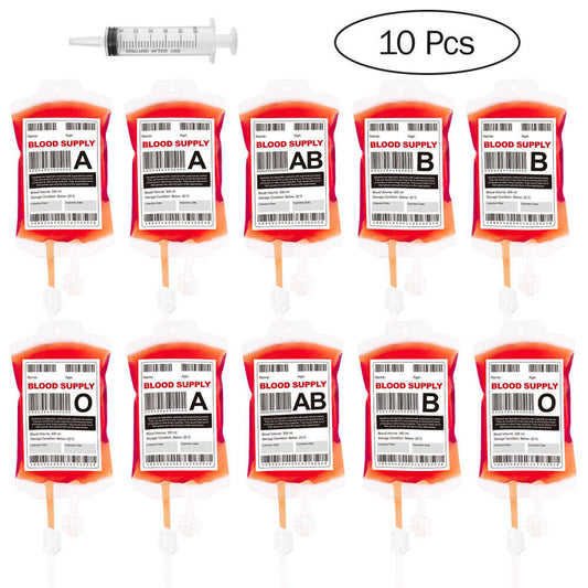 10x Reusable Blood Drink Bags Halloween Pouch Props Vampire Cosplay Party