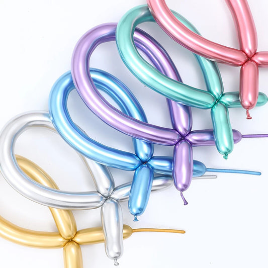 10pcs Chrome Latex Twisting Balloons Metallic Magic Balloon Birthday Party