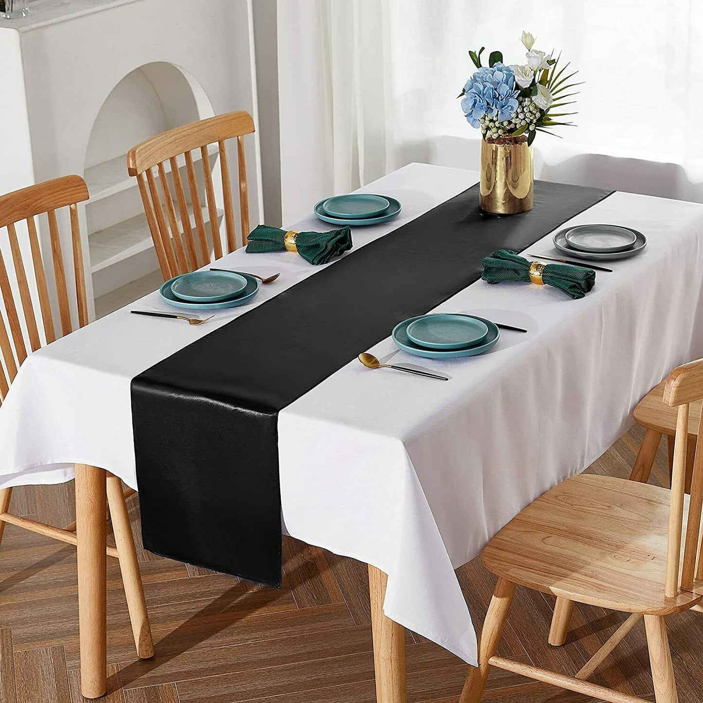 10X Black Satin 30x275cm Table Runner Wedding Event Party Decoration