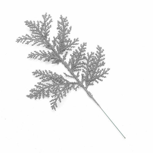 10pcs Silver Glitter Fern Leaf Christmas Tree Beautiful Scene Xmas Ornament Prop Leaves