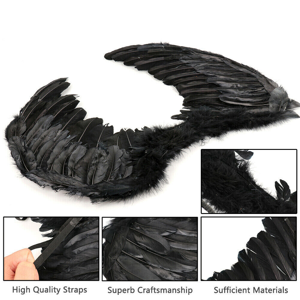 100cm X 80cm Feather Wings Angel Fairy Black Devil Halloween Extra Large Size